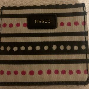 Fossil Black and White Wallet with Pink Dots